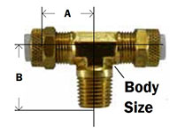 Flareless Male Branch Tee Diagram